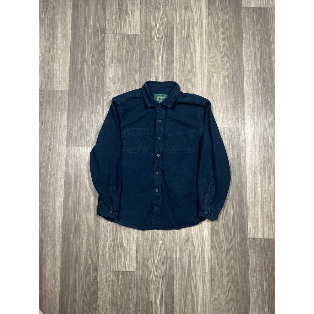 Woolrich Green Label Navy Blue Flannel Button Down Shirt Mens Large L